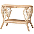 Modern Bohemian Natural Rattan 2-Tier Console Table | 39.4"W | Fully Assembled