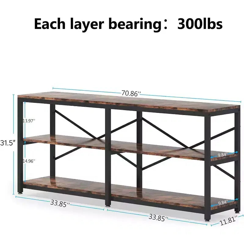 70.9" Long Console Table | 3-Tier Hallway & Entryway | 300 lb Capacity