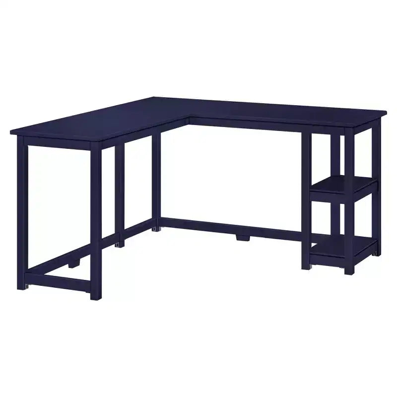 L-Shaped Solid Wood Corner Desk | 55" | 2 Storage Shelves | Home Office & Gaming