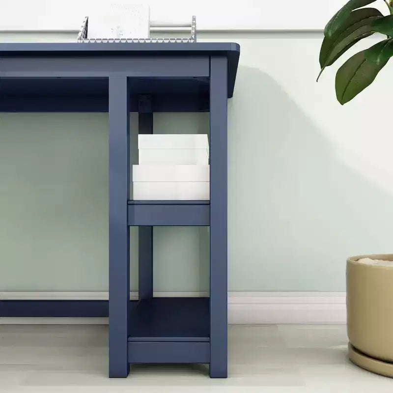 L-Shaped Solid Wood Corner Desk | 55" | 2 Storage Shelves | Home Office & Gaming