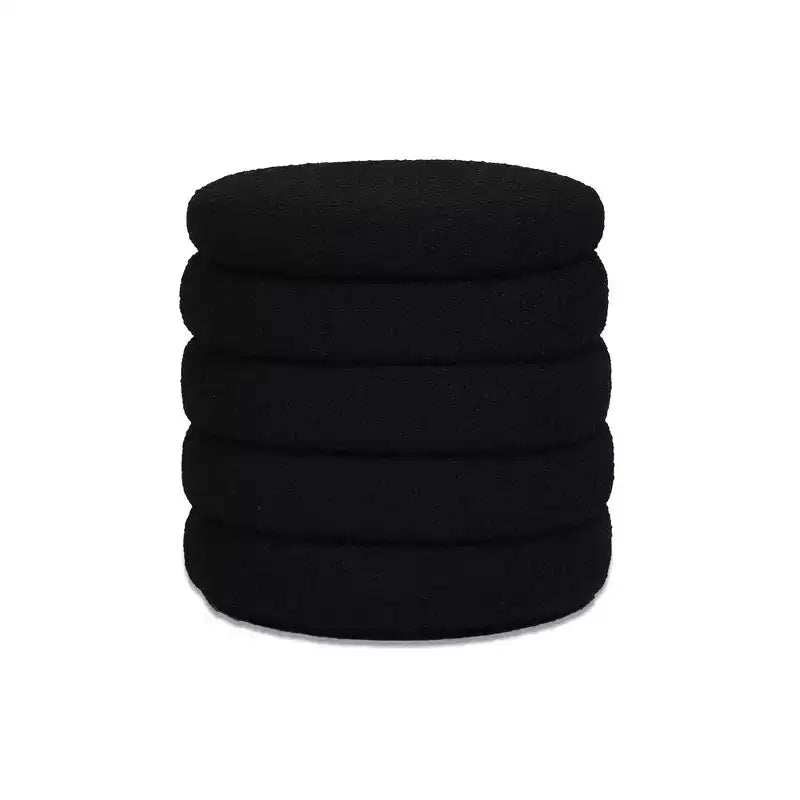 19" Round Storage Ottoman | Ivory White Boucle | 400 lb Capacity