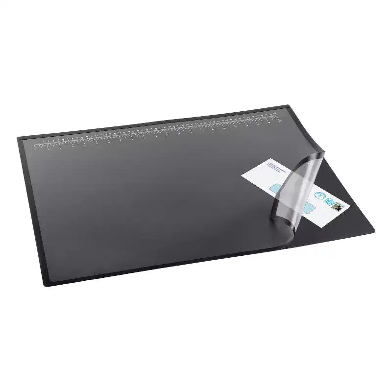 Double-Layer Desk Pad 24"x19" | Nonglare Clear Top | Black Base