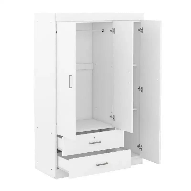 3-Door Wardrobe with Full-Length Mirror, Shelves & 2 Drawers | 68" Tall