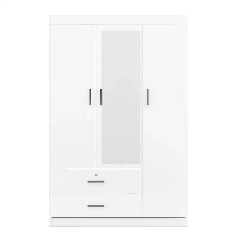 3-Door Wardrobe with Full-Length Mirror, Shelves & 2 Drawers | 68" Tall