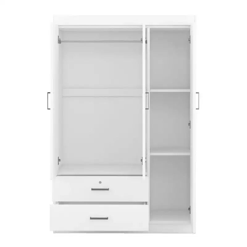 3-Door Wardrobe with Full-Length Mirror, Shelves & 2 Drawers | 68" Tall
