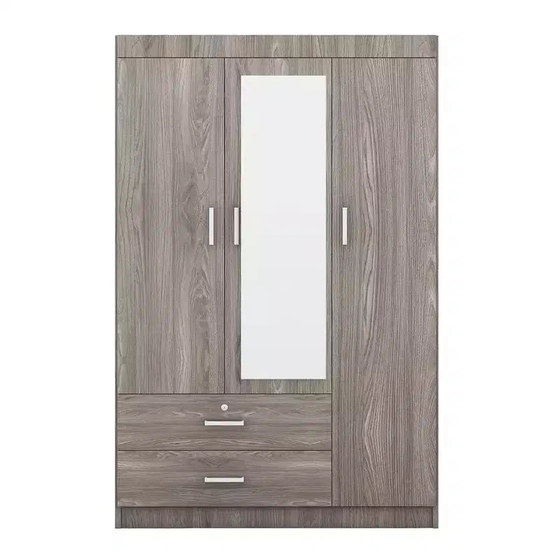 3-Door Wardrobe with Full-Length Mirror, Shelves & 2 Drawers | 68" Tall