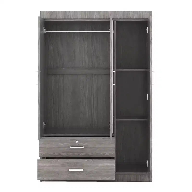 3-Door Wardrobe with Full-Length Mirror, Shelves & 2 Drawers | 68" Tall
